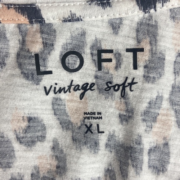 Loft Vintage Soft Leopard Print T-Shirt with Rolled Sleeves - Picture 5 of 6